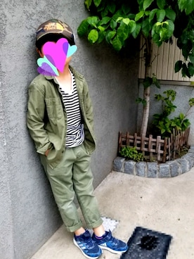 「northface（ノースフェイス）のアイテム（帽子）」を使った、T.BROTHERSさん（キッズ・125cm）の夏コーディネート