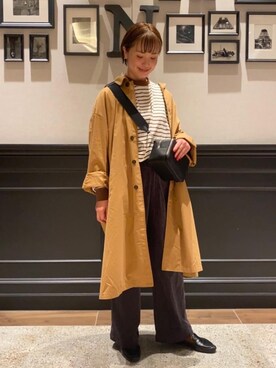 「みりたりー」｜「アイテム（ステンカラーコート）」を使った、coen  inoさん（レディース・169cm）の秋コーディネート