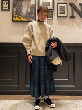 「秋トレンド2021」｜「アイテム（スリッポン）」を使った、coen  inoさん（レディース・169cm）の秋コーディネート