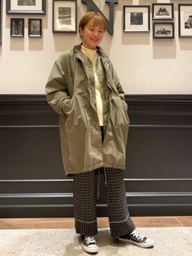 「coen（コーエン）のアイテム（モッズコート）」を使った、coen  inoさん（レディース・169cm）の秋コーディネート