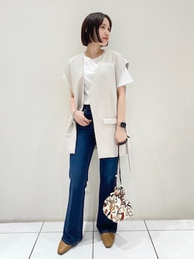 「EMMEL REFINES（エメルリファインズ）のアイテム（その他アウター）」を使った、Miku Sugimotoさん（レディース・157cm）の夏コーディネート