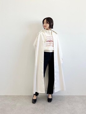 「Tシャツ/カットソー」｜「アイテム（ステンカラーコート）」を使った、Miku Sugimotoさん（レディース・157cm）の冬コーディネート