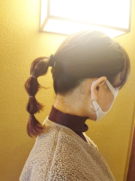 「ヘアアクセ」｜「アイテム（その他アウター）」を使った、NAHOさん（レディース・156cm）の秋コーディネート