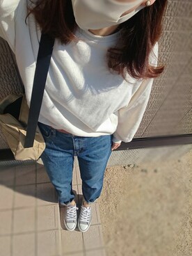 「Lee（リー）のアイテム（ボディバッグ/ウエストポーチ）」を使った、NAHOさん（レディース・156cm）の秋コーディネート