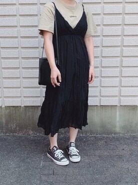 「KBF（ケイビーエフ）のスモールロゴTEE（Tシャツ/カットソー）」を使った、鮒さん（レディース・153cm）の夏コーディネート