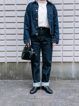 「BEAMS BOY（ビームスボーイ）のアイテム（デニムジャケット）」を使った、鮒さん（レディース・153cm）の春コーディネート