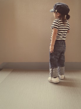 「ロールアップ」｜「アイテム（キャスケット）」を使った、RSKKさん（キッズ・90cm）の夏コーディネート