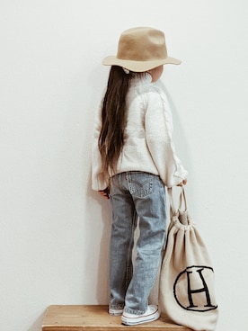 「AZUL by moussy（アズールバイマウジー）のアイテム（帽子）」を使った、RSKKさん（キッズ・110cm）の冬コーディネート
