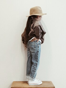 「AZUL by moussy（アズールバイマウジー）のアイテム（帽子）」を使った、RSKKさん（キッズ・110cm）の冬コーディネート