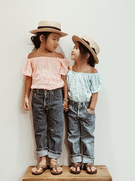 「アイテム（サンダル）」を使った、RSKKさん（キッズ・110cm）の夏コーディネート