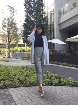 「大阪」｜「アイテム（その他アウター）」を使った、中川真梨さん（レディース・168cm）の秋コーディネート