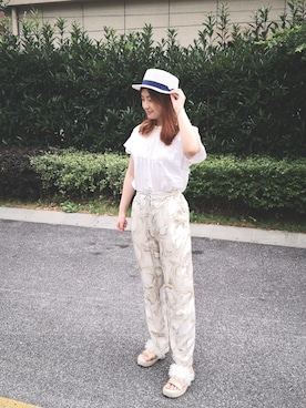 「日系极简」｜「アイテム（サンダル）」を使った、kangyaさん（レディース・168cm）の夏コーディネート