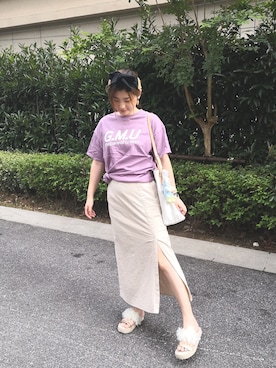 「RANDA（ランダ）のストレスフリー/シフォンフラワーサンダル（サンダル）」を使った、kangyaさん（レディース・168cm）の夏コーディネート