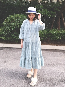 「RANDA（ランダ）のストレスフリー/シフォンフラワーサンダル（サンダル）」を使った、kangyaさん（レディース・168cm）の秋コーディネート