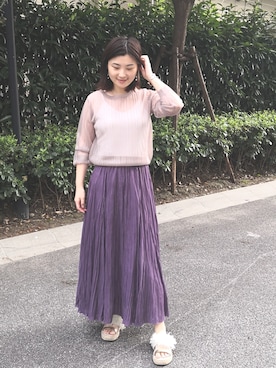 「RANDA（ランダ）のストレスフリー/シフォンフラワーサンダル（サンダル）」を使った、kangyaさん（レディース・168cm）の秋コーディネート