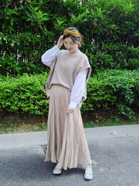 「CLANE（クラネ）のアイテム（ベスト）」を使った、kangyaさん（レディース・168cm）の春コーディネート