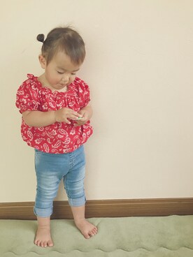 「red」｜「アイテム（その他）」を使った、akip0n☆ma0nさん（キッズ・90cm）の夏コーディネート