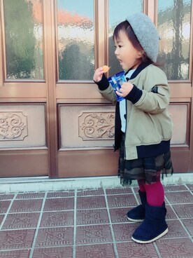 「Right-on（ライトオン）のアイテム（その他アウター）」を使った、akip0n☆ma0nさん（キッズ・90cm）の秋コーディネート