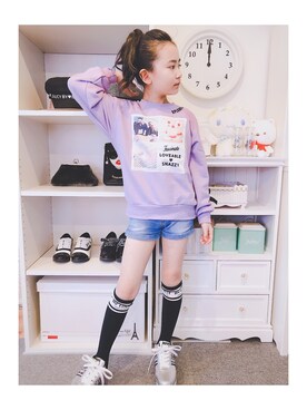 「アイテム（ソックス/靴下、グリーン系）」を使った、RICOさん（キッズ・130cm）の冬コーディネート