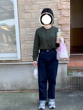「UNIQLO（ユニクロ）のアイテム（Tシャツ/カットソー、グリーン系）」を使った、Hさん（レディース・162cm）の春コーディネート