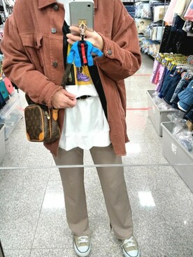 「リブスリットストレートパンツ」｜ka,さん（レディース・158cm）の春コーディネート