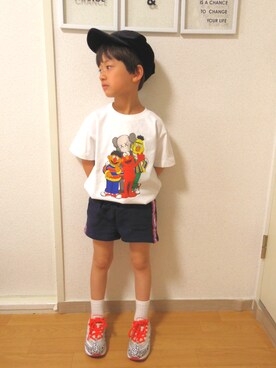 「息子」｜「アイテム（キャップ）」を使った、ka,さん（キッズ・100cm）の春コーディネート