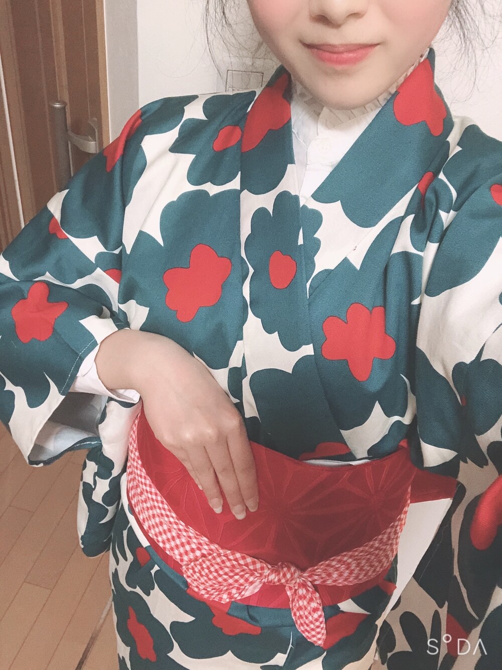 「girl、kimono、Japan、HOME、着物、着物女子」｜「Handmadeのアイテム（その他、グリーン系）」を使った、Reiaさん（レディース・158cm）の春コーディネートの1枚目の写真