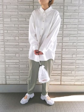 「デニムオーバーサイズシャツ」｜annさん（レディース・157cm）の春コーディネート