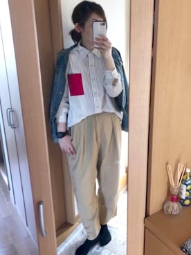 「ニコアンド」｜「アイテム（デニムジャケット）」を使った、かなっぺさん（レディース・166cm）の春コーディネート