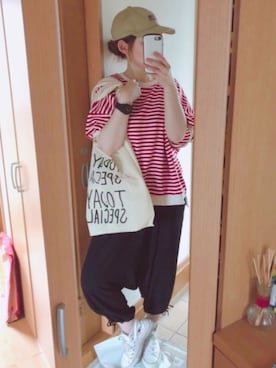 「TODAY'S SPECIAL（トゥデイズスペシャル）のMARCHE BAG/マルシェバッグ（エコバッグ/サブバッグ）」を使った、かなっぺさん（レディース・166cm）の春コーディネート
