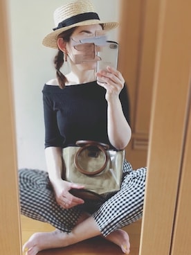 「MERLOT（メルロー）のアイテム（ハンドバッグ）」を使った、かなっぺさん（レディース・166cm）の夏コーディネート