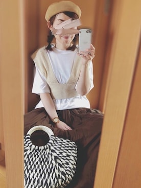 「ニコアンド」｜「アイテム（ハンチング/ベレー帽）」を使った、かなっぺさん（レディース・166cm）の夏コーディネート