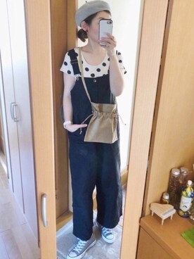 「ニコアンド」｜「アイテム（ハンチング/ベレー帽）」を使った、かなっぺさん（レディース・166cm）の夏コーディネート
