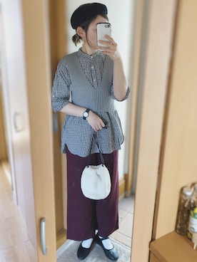 「SVEC（シュベック）のカンフーシューズ kung fu Shoes / ストラップパンプス（バレエシューズ）」を使った、かなっぺさん（レディース・166cm）の秋コーディネート