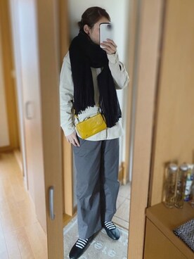 「ボーダーソックス」｜「アイテム（バレエシューズ）」を使った、かなっぺさん（レディース・166cm）の冬コーディネート