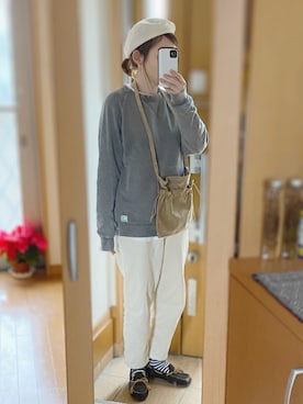 「H&M（エイチ・アンド・エム）のアイテム（ハンチング/ベレー帽）」を使った、かなっぺさん（レディース・166cm）の冬コーディネート