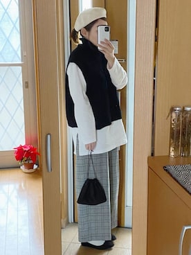 「H&M（エイチ・アンド・エム）のアイテム（ハンチング/ベレー帽）」を使った、かなっぺさん（レディース・166cm）の冬コーディネート