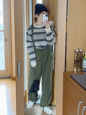 「ニコアンド」｜「アイテム（ニットキャップ/ビーニー）」を使った、かなっぺさん（レディース・166cm）の冬コーディネート