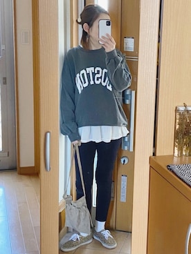 「JEANASIS（ジーナシス）のDENIMシルキースキニーパンツ/715842 （デニムパンツ）」を使った、かなっぺさん（レディース・166cm）の冬コーディネート