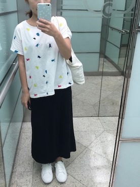 「アイテム（レインシューズ、ホワイト系）」を使った、Starfishさん（レディース・156cm）の夏コーディネート