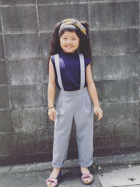 「GU（ジーユー）のアイテム（Pants、グレー系）」を使った、smileさん（キッズ）の夏コーディネート
