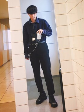 「UU（ユニクロ　アンダーカバー）のアイテム（パンツ）」を使った、渡邊涼さん（メンズ・176cm）の冬コーディネート