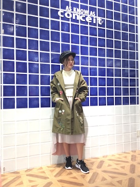 「AS KNOW AS PINKY（アズノゥアズピンキー）のアイテム（モッズコート）」を使った、Kazuki Higaさん（レディース・153cm）の冬コーディネート