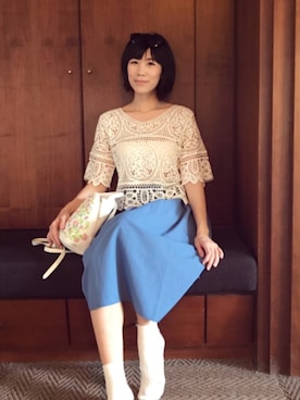 「blue」｜「アイテム（バックパック/リュック）」を使った、Ingridさん（レディース・172cm）の春コーディネート