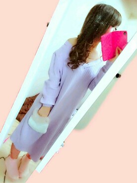 「ロングニットワンピース」｜ちぃさん（レディース・146cm）の冬コーディネート