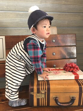 「RAGMART（ラグマート）のアイテム（帽子）」を使った、RUI74oさん（キッズ・80cm）の秋コーディネート