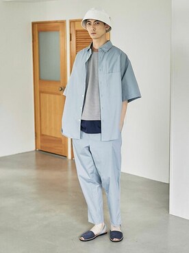 「nowm（ノウム）のアイテム（セットアップ）」を使った、ノウムさん（メンズ・184cm）の夏コーディネート