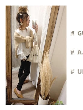 「クルーネック」｜「アイテム（バレエシューズ）」を使った、and_LaLaLa_ootdさん（レディース・148cm）の春コーディネート
