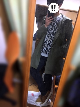 「no brand（ノーブランド）のアイテム（モッズコート）」を使った、ひろひろさん（メンズ・173cm）の春コーディネート