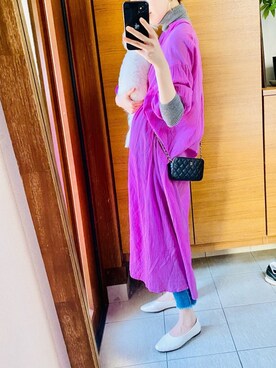 「LOWRYS FARM（ローリーズファーム）のヨウリュウカフタンワンピース　877343（ワンピース、ピンク系）」を使った、けーこさん（レディース・165cm）の冬コーディネート